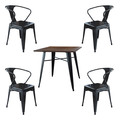 Amerihome Loft Matte Black Metal Dining Set, 5 Piece Set BSSET32